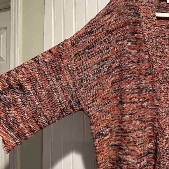 J Jill Pure Jill Campari Orange Navy Marled Space Dye Sweater Size Large - Picture 3 of 7